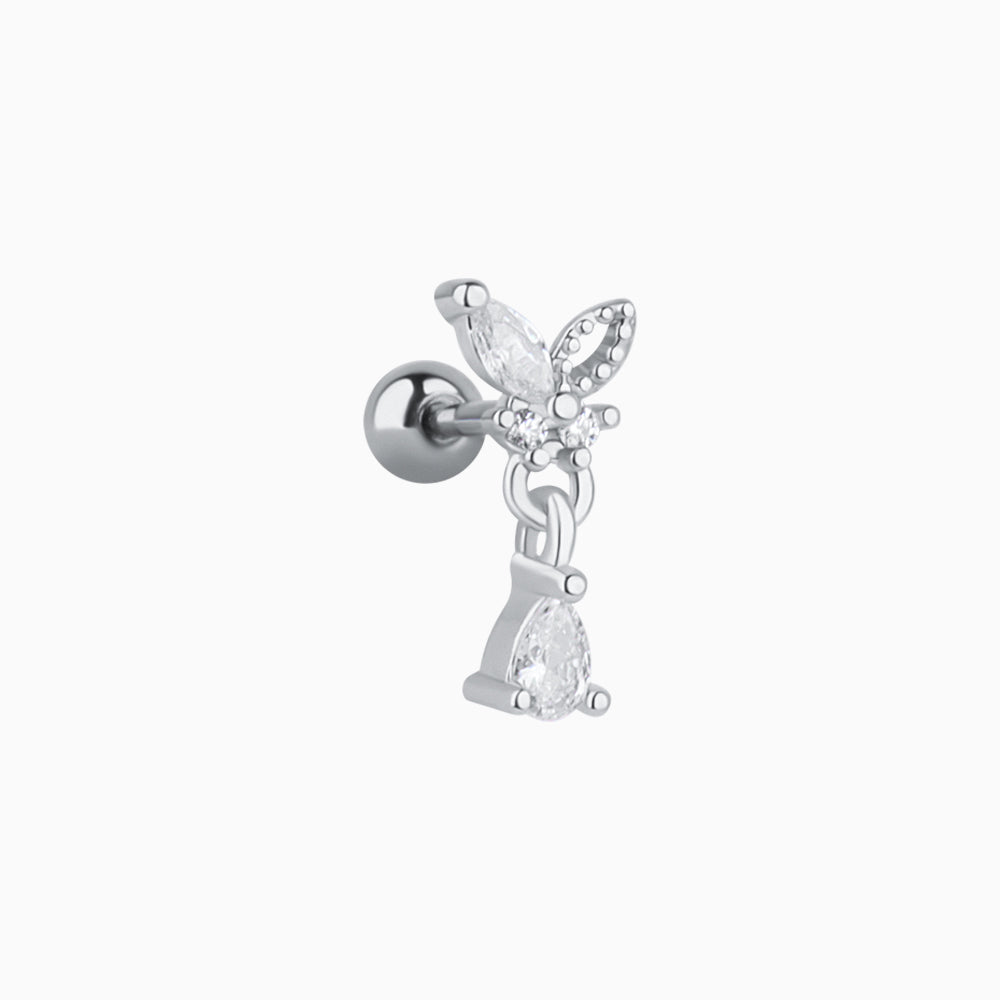 Butterfly Drop Earring - Stainless Steel - Upper Lobe, Flat - Oumo Jewelry