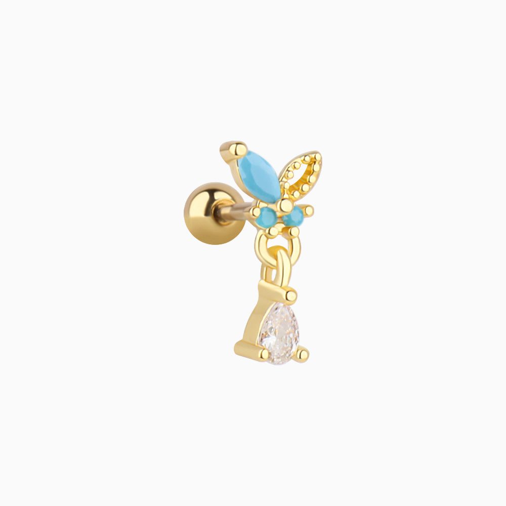Butterfly Drop Earring - Stainless Steel - Upper Lobe, Flat - Oumo Jewelry
