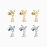 Butterfly Drop Earring - Stainless Steel - Upper Lobe, Flat - Oumo Jewelry