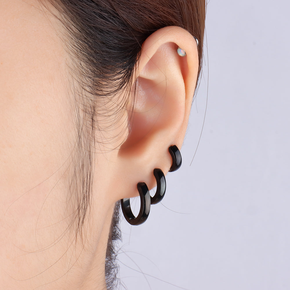 Basic Chunky Hoop - Stainless Steel - Lobe, Upper Lobe - Oumo Jewelry