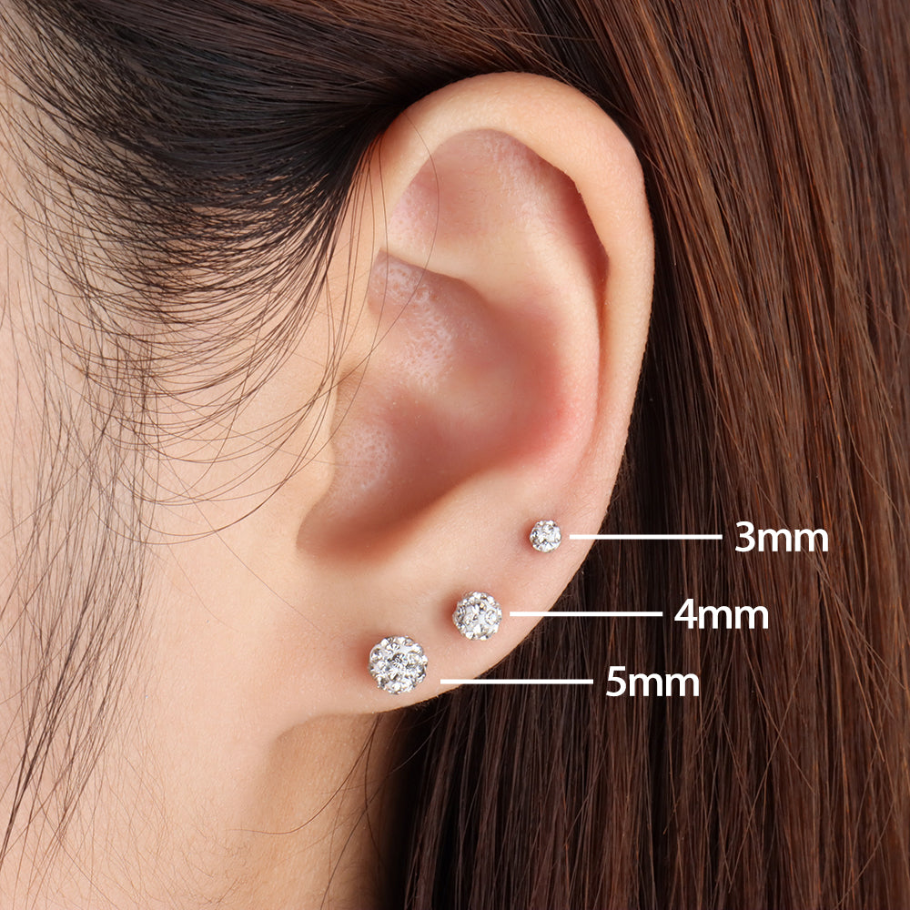Disco Ball Push-in Flatback Stud - Stainless Steel - Helix, Forward Helix, Upper Lobe - Oumo Jewelry