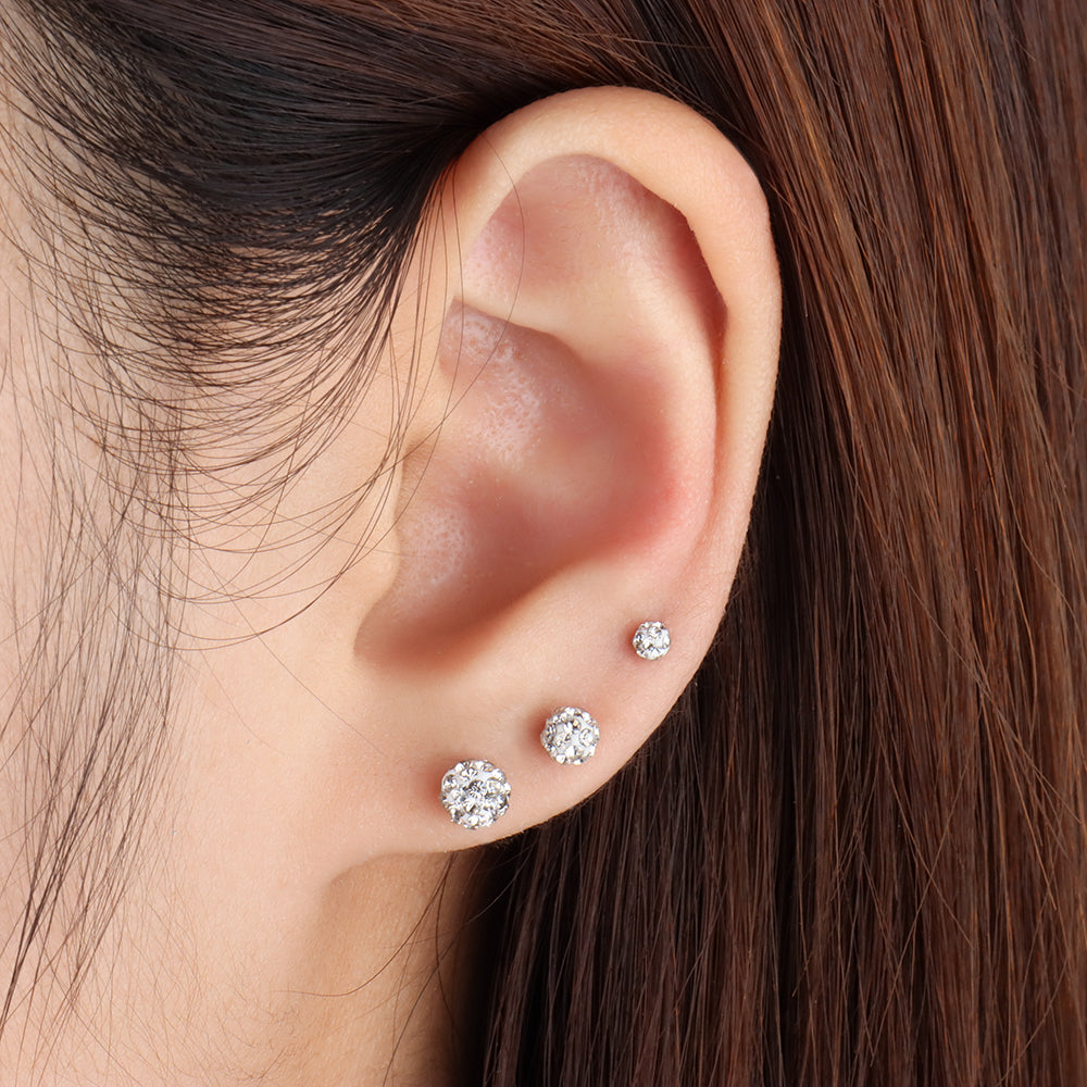 Disco Ball Push-in Flatback Stud - Stainless Steel - Helix, Forward Helix, Upper Lobe - Oumo Jewelry