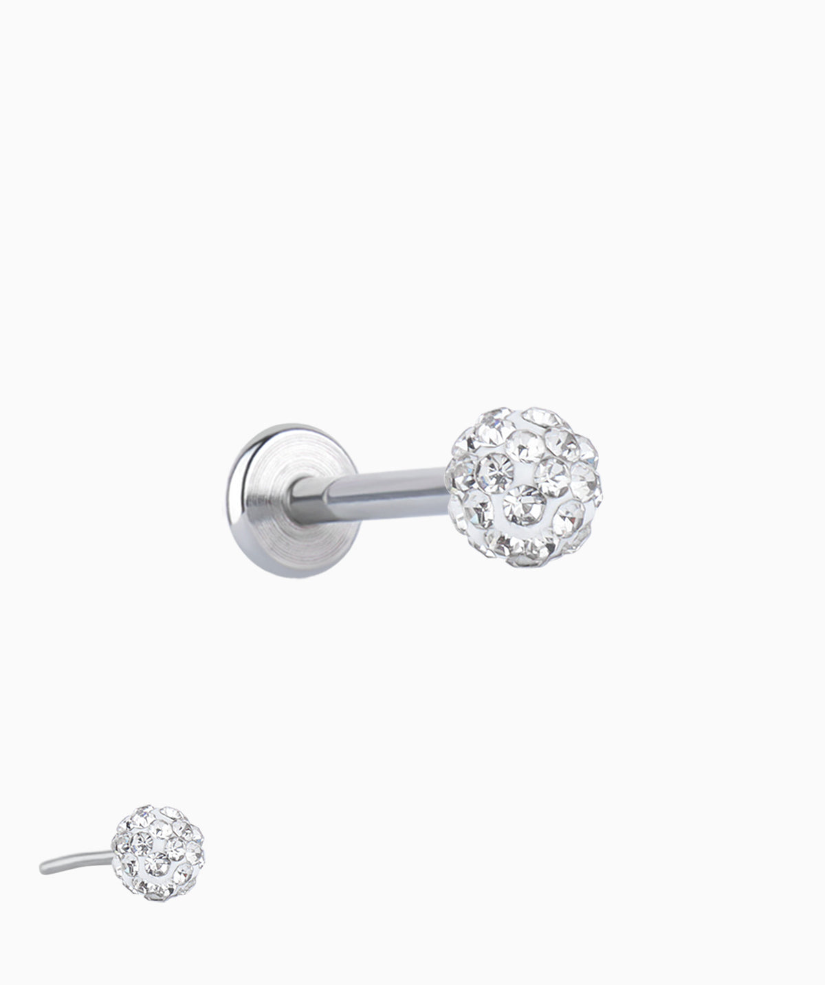 Disco Ball Push-in Flatback Stud - Stainless Steel - Helix, Forward Helix, Upper Lobe - Oumo Jewelry