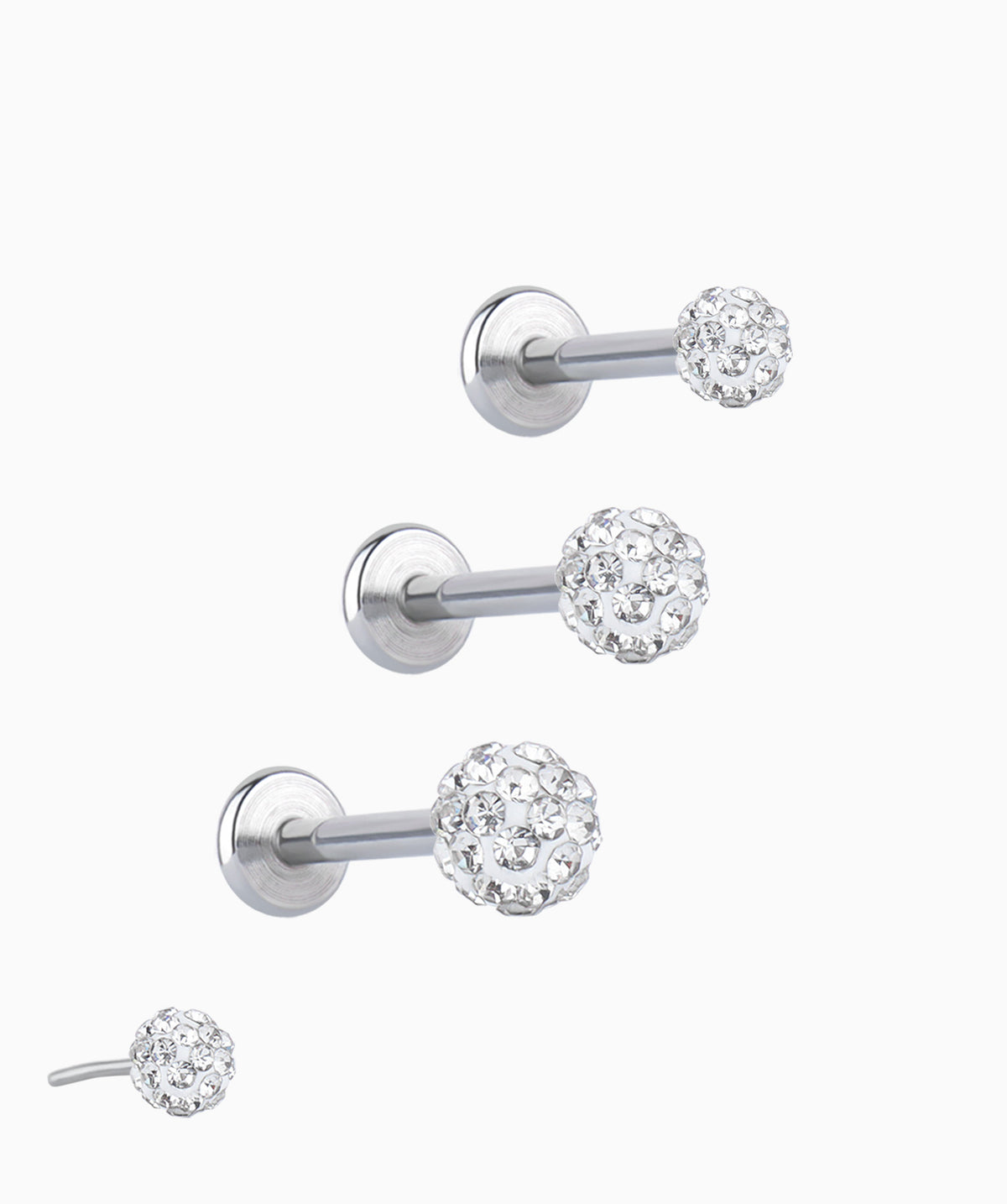 Disco Ball Push-in Flatback Stud - Stainless Steel - Helix, Forward Helix, Upper Lobe - Oumo Jewelry