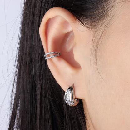 E23m11041 Shiny Double Layer Ear Cuff - OhmoJewelry