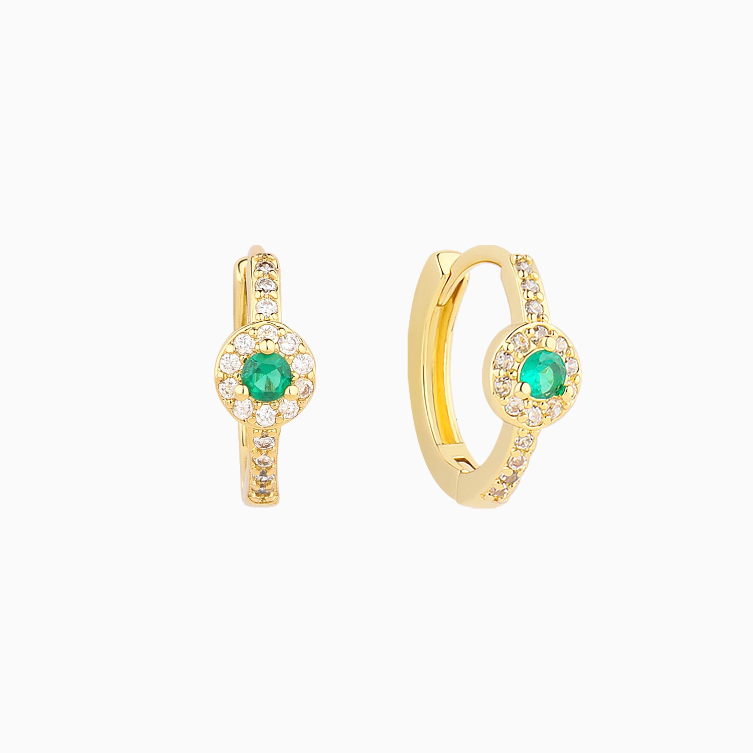 Round Green Gem Hoops - OhmoJewelry