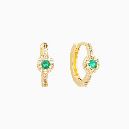 Round Green Gem Hoops - OhmoJewelry