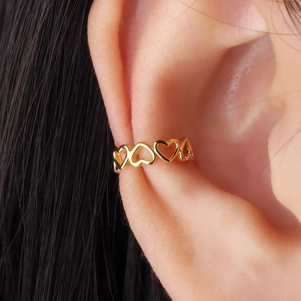 Heart to Heart Ear Cuff - Brass - Oumo Jewelry