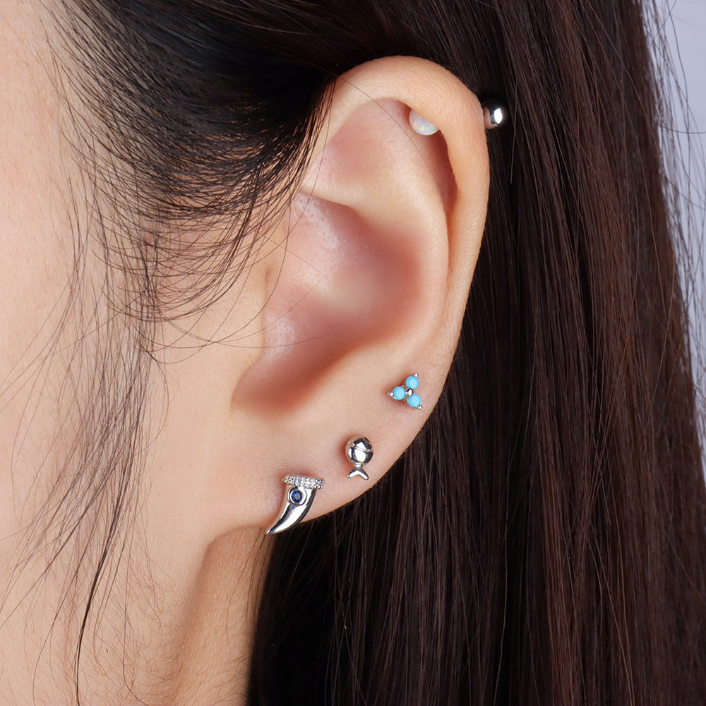 Petite Turquoise Stud - Stainless Steel - Upper Lobe, Helix, Flat - Oumo Jewelry