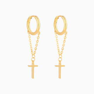 E23m12019 Cross Chain Earrings - OhmoJewelry