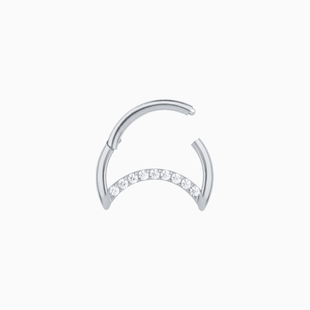 E23m12022 Shining Crescent Clicker Hoop - OhmoJewelry