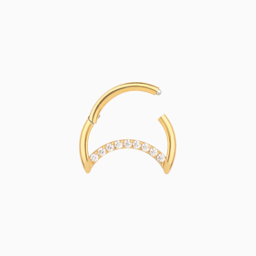 E23m12022 Shining Crescent Clicker Hoop - OhmoJewelry