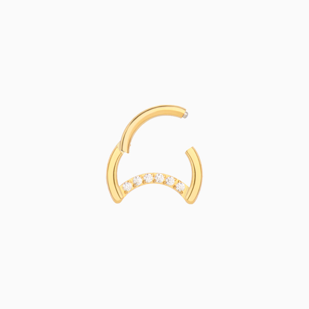 E23m12022 Shining Crescent Clicker Hoop - OhmoJewelry