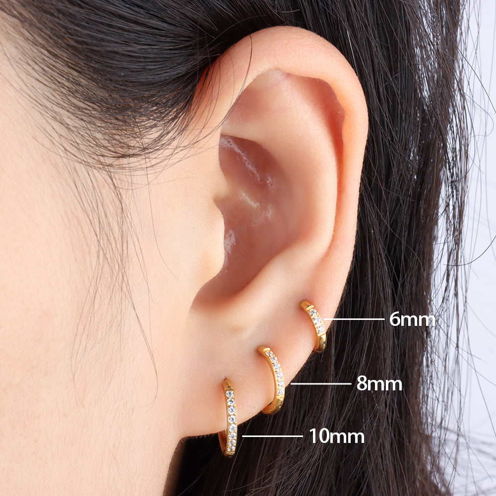 Basic Sparkling Hoop - Stainless Steel - Lobe, Upper Lobe - Oumo Jewelry