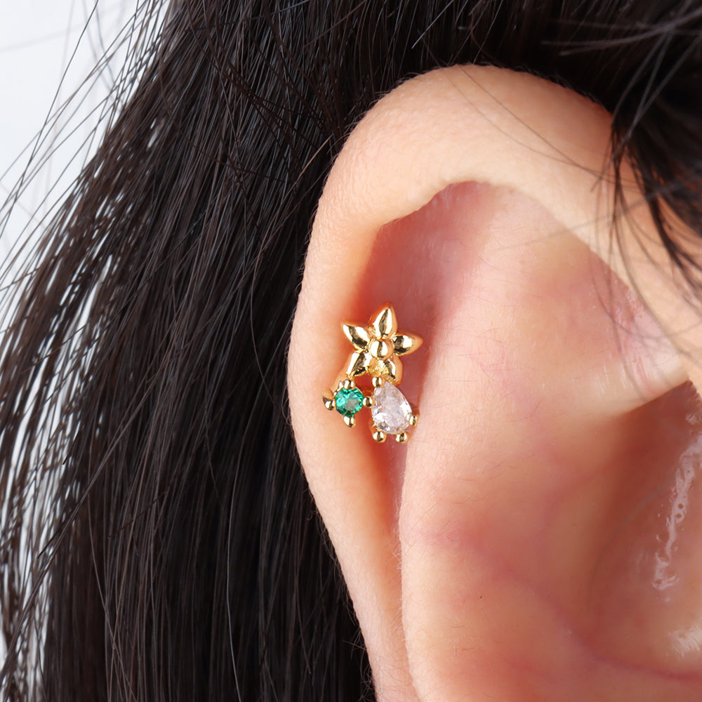 Garden Flower Stud - Stainless Steel - Upper Lobe, Helix - Oumo Jewelry