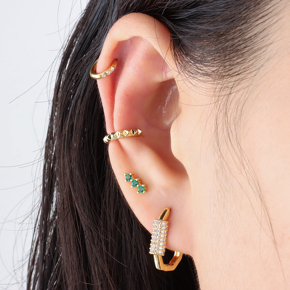 Basic Sparkling Hoop - Stainless Steel - Lobe, Upper Lobe - Oumo Jewelry