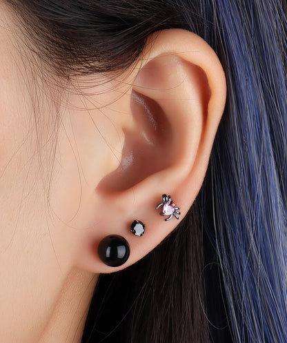 Basic Black Gemstone Stud