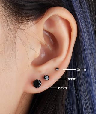 Basic Black Gemstone Stud - OumoJewelry