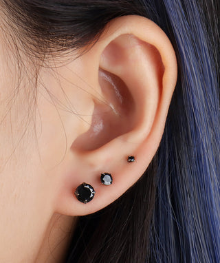Basic Black Gemstone Stud - OumoJewelry