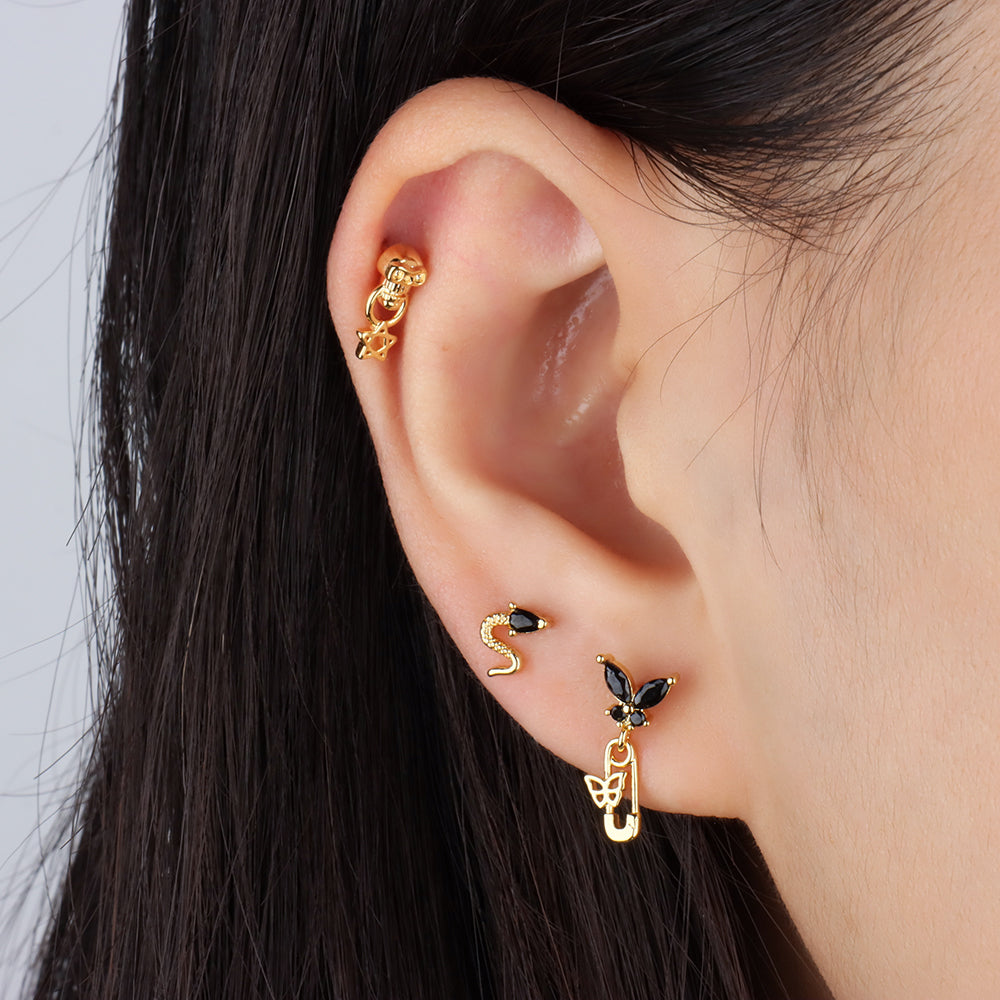Butterfly Paperclip Drop - Stainless Steel - Upper Lobe, Flat - Oumo Jewelry