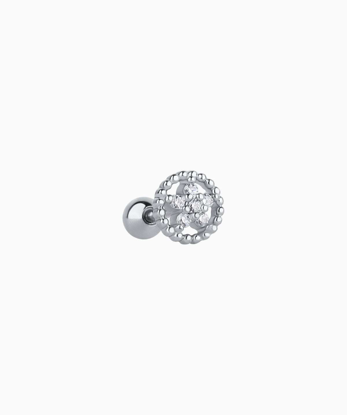 Hollow Circle Flower Stud - Stainless Steel - Upper Lobe, Helix, Flat - Oumo Jewelry