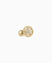 Hollow Circle Flower Stud - Stainless Steel - Upper Lobe, Helix, Flat - Oumo Jewelry
