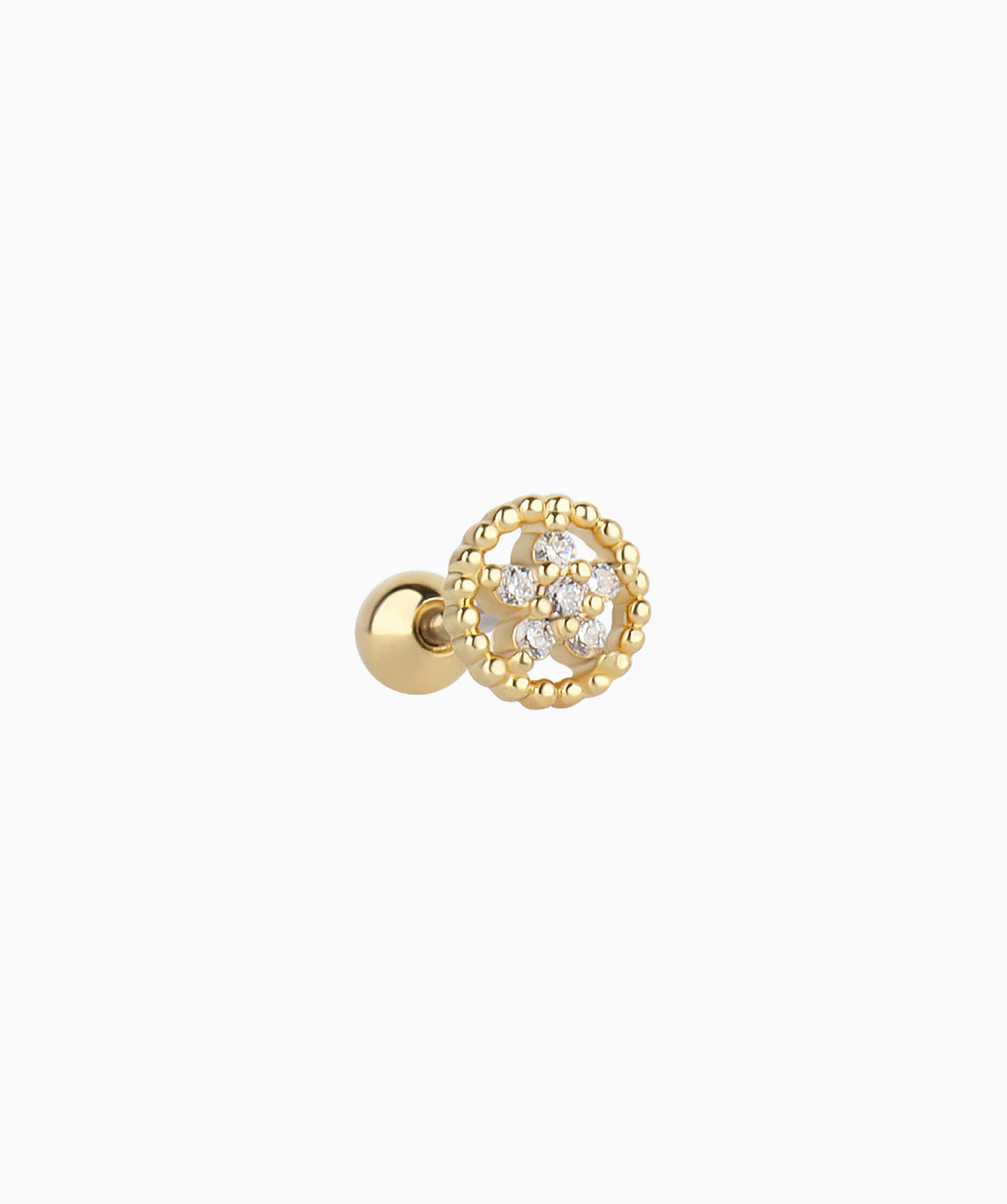 Hollow Circle Flower Stud - Stainless Steel - Upper Lobe, Helix, Flat - Oumo Jewelry
