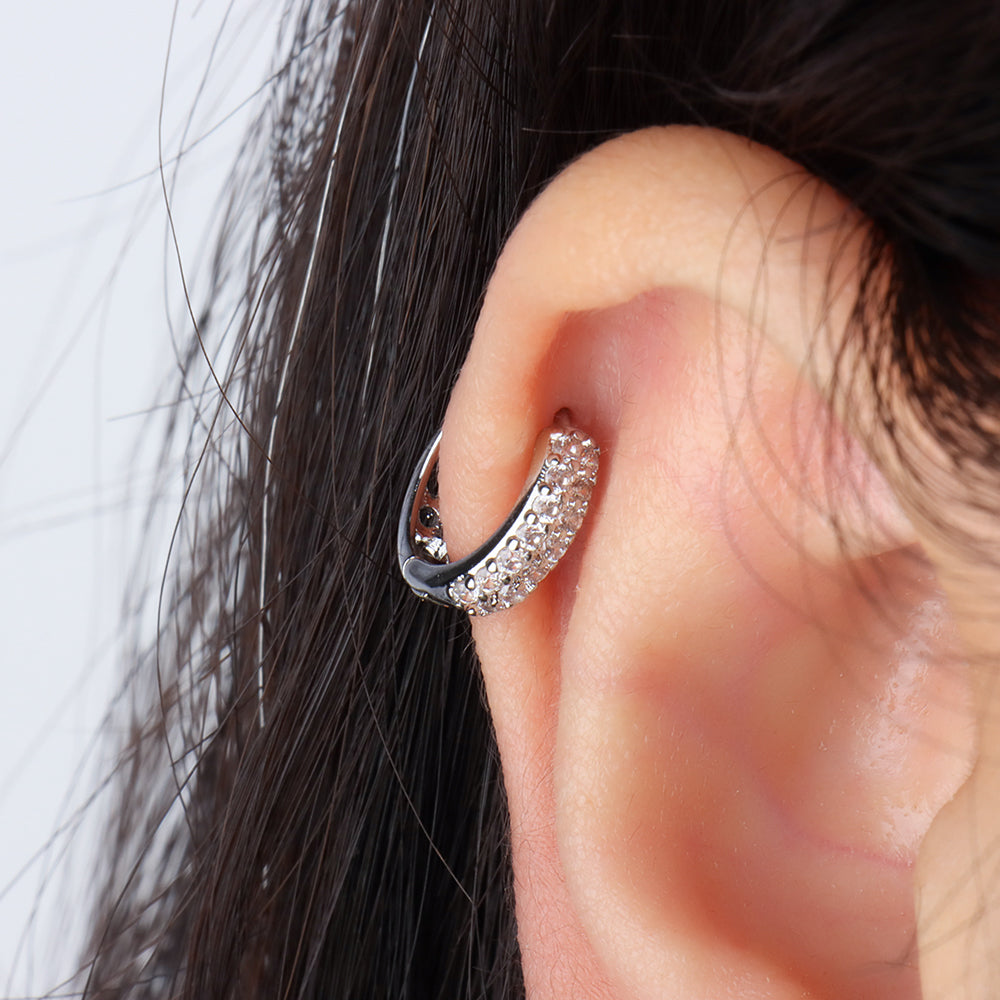 Love Sparkle Helix Hoop - Stainless Steel - Upper Lobe, Helix - Oumo Jewelry