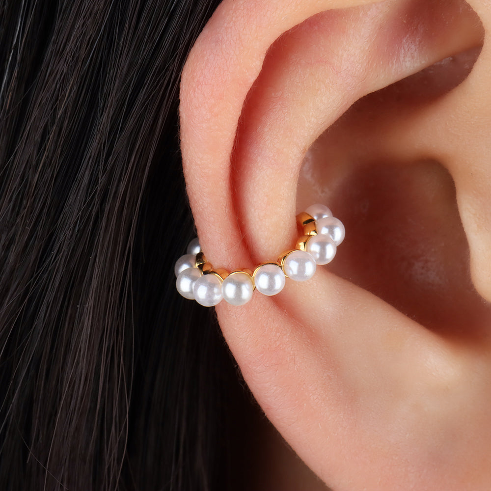 Pearl Ear Cuff - Brass - Oumo Jewelry