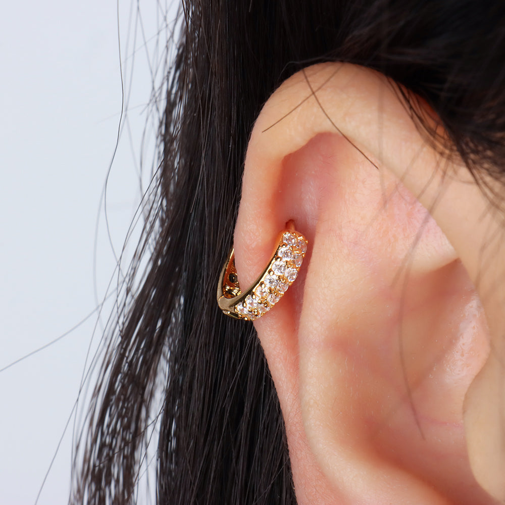 Love Sparkle Helix Hoop - Stainless Steel - Upper Lobe, Helix - Oumo Jewelry