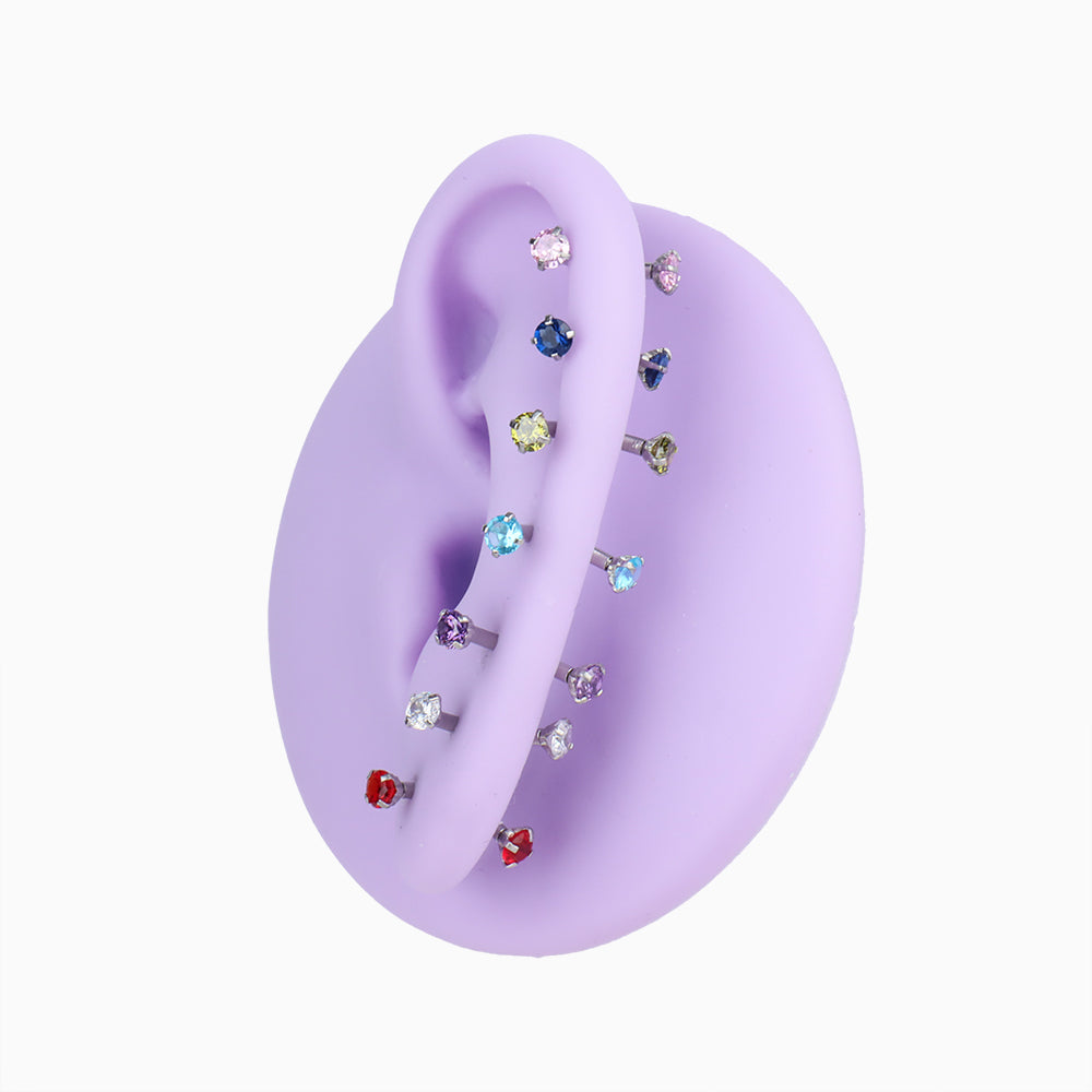 Charm Gem Curved Barbell - Stainless Steel - Rook, Eyebrow, Vertical Labret - Oumo Jewelry