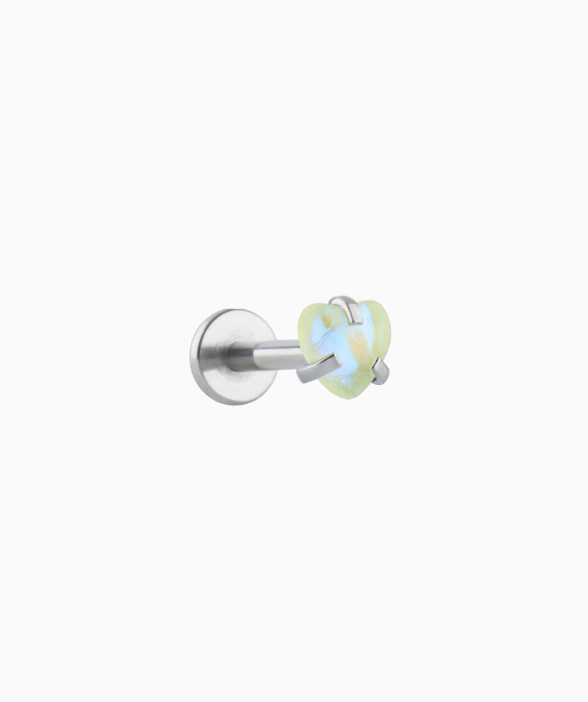 Colorful Gem Heart Flatback Stud - Stainless Steel - Helix, Forward Helix, Upper Lobe - Oumo Jewelry
