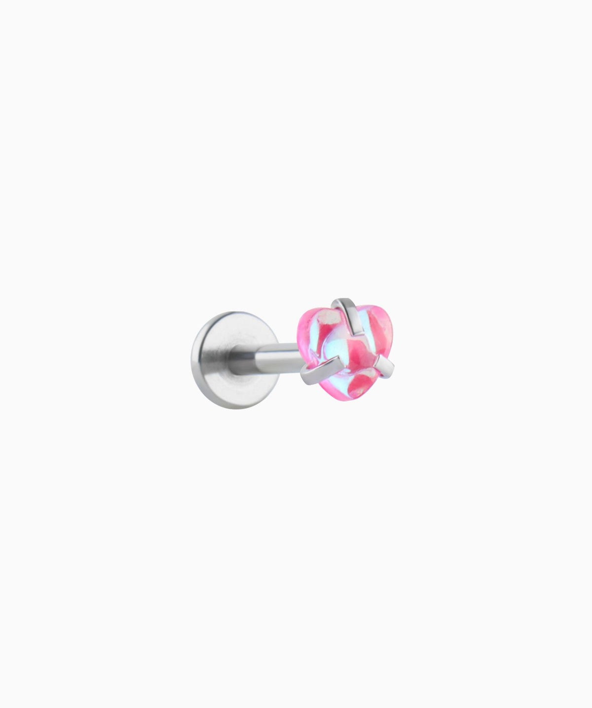 Colorful Gem Heart Flatback Stud - Stainless Steel - Helix, Forward Helix, Upper Lobe - Oumo Jewelry