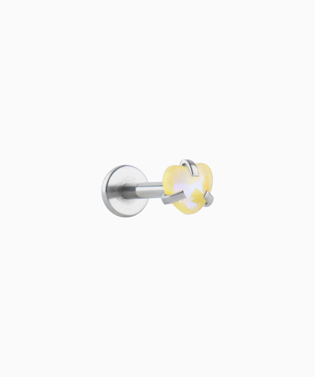 Colorful Gem Heart Flatback Stud - Stainless Steel - Helix, Forward Helix, Upper Lobe - Oumo Jewelry