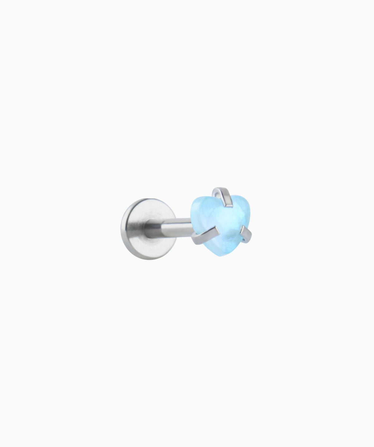 Colorful Gem Heart Flatback Stud - Stainless Steel - Helix, Forward Helix, Upper Lobe - Oumo Jewelry