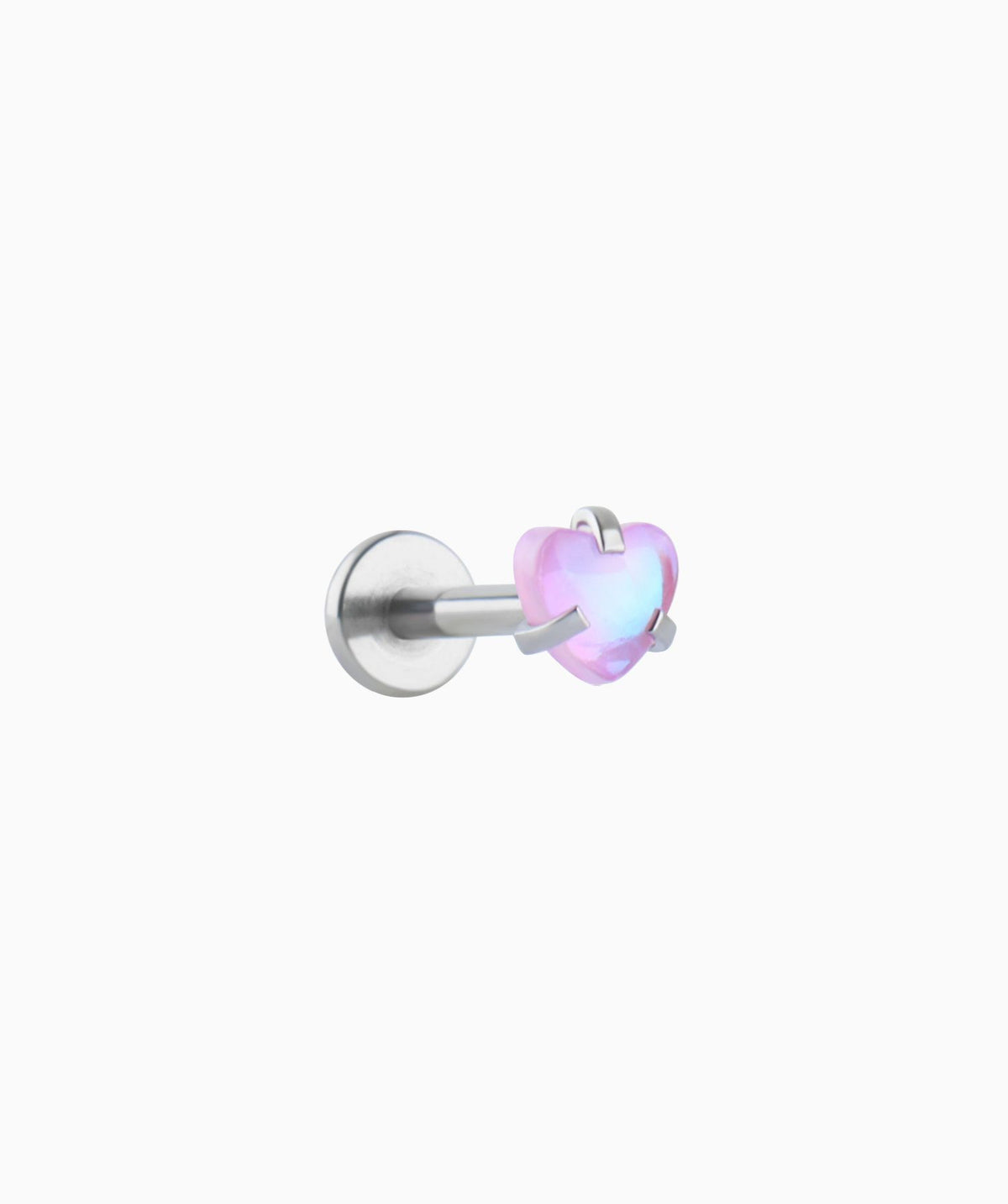Colorful Gem Heart Flatback Stud - Stainless Steel - Helix, Forward Helix, Upper Lobe - Oumo Jewelry