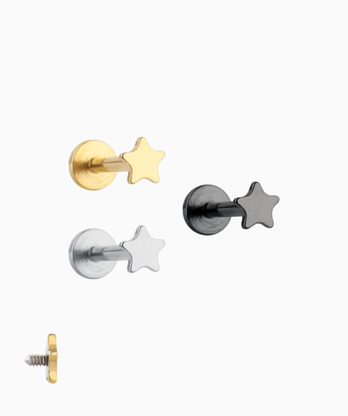 Basic Star Flatback Stud - Stainless Steel - Helix, Forward Helix, Upper Lobe - Oumo Jewelry