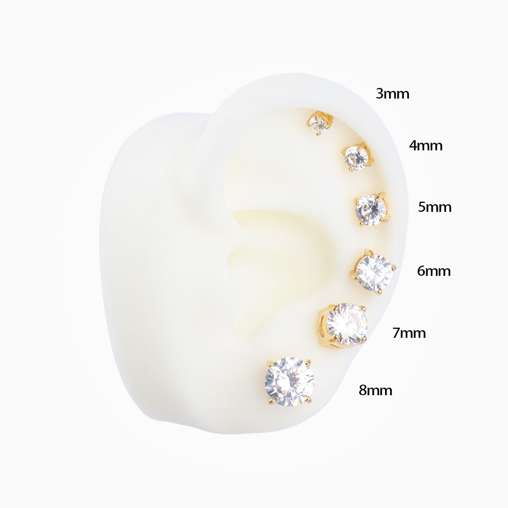 Basic Round Gemstone Studs - Stainless Steel - Oumo Jewelry