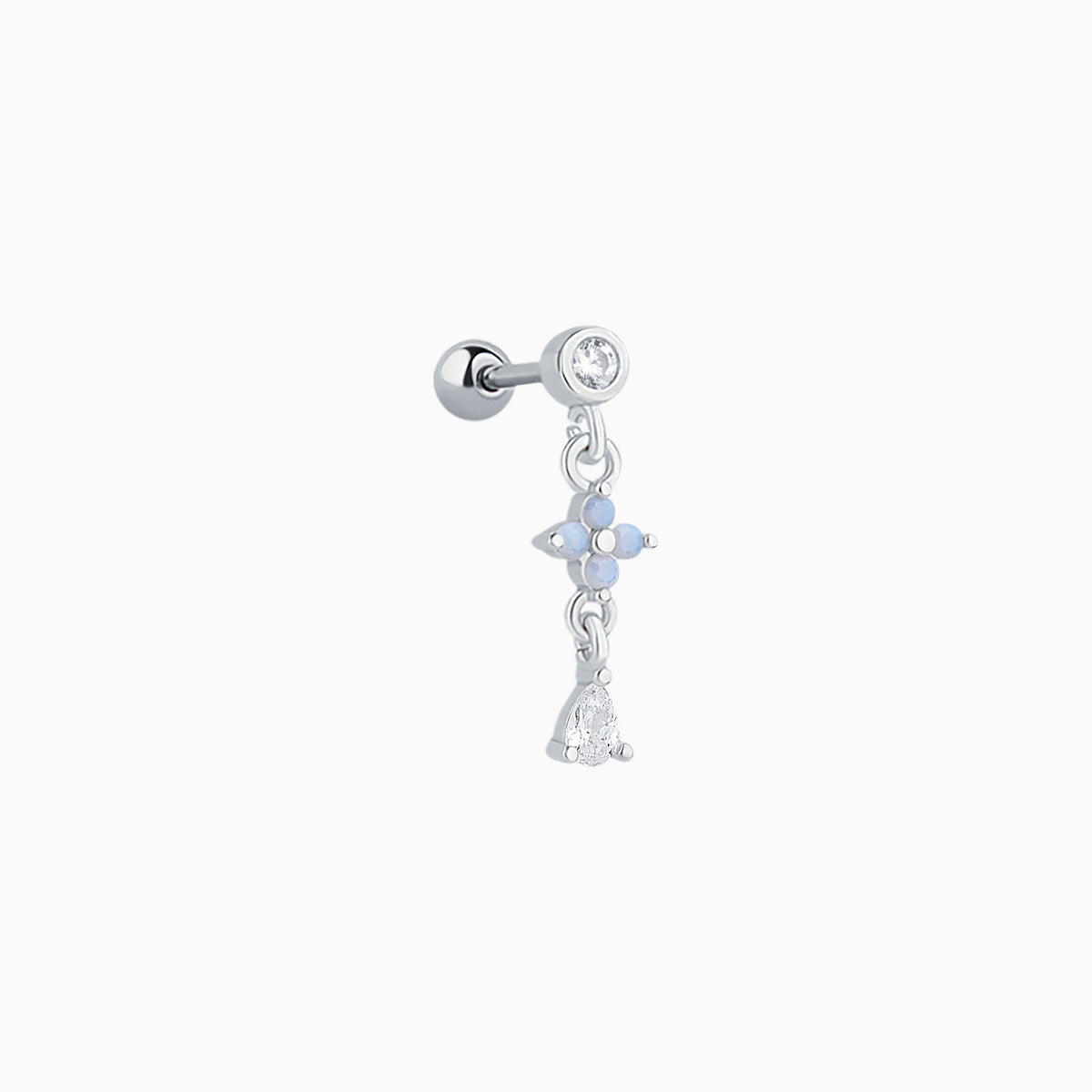 Turquoise Flower Drop - Stainless Steel - Flat, Upper Lobe - Oumo Jewelry