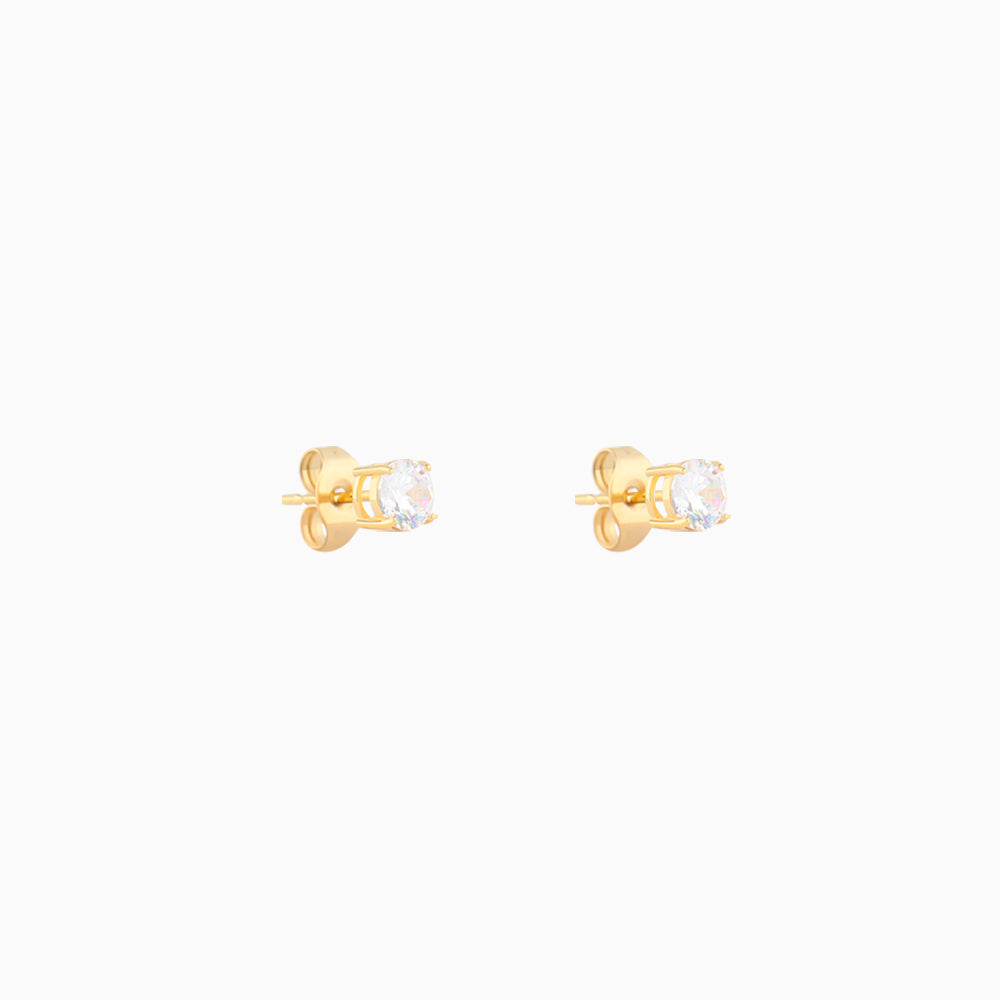 Basic Round Gemstone Studs - Stainless Steel - Oumo Jewelry