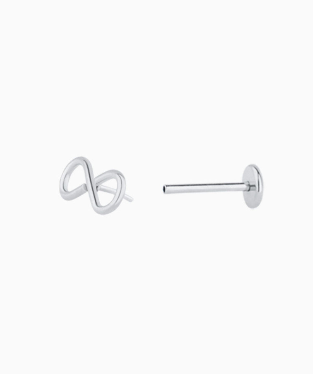 Infinite Flatback Stud - Stainless Steel - Helix, Upper Lobe, Flat - Oumo Jewelry