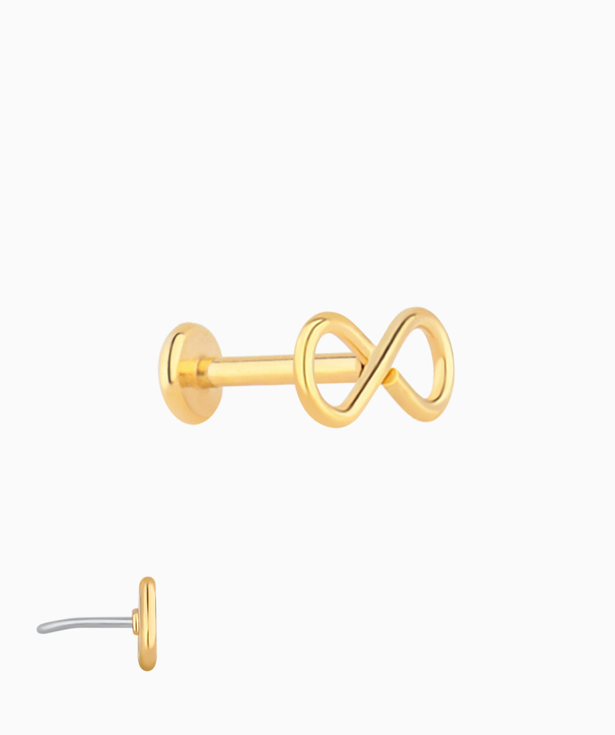 Infinite Flatback Stud - Stainless Steel - Helix, Upper Lobe, Flat - Oumo Jewelry