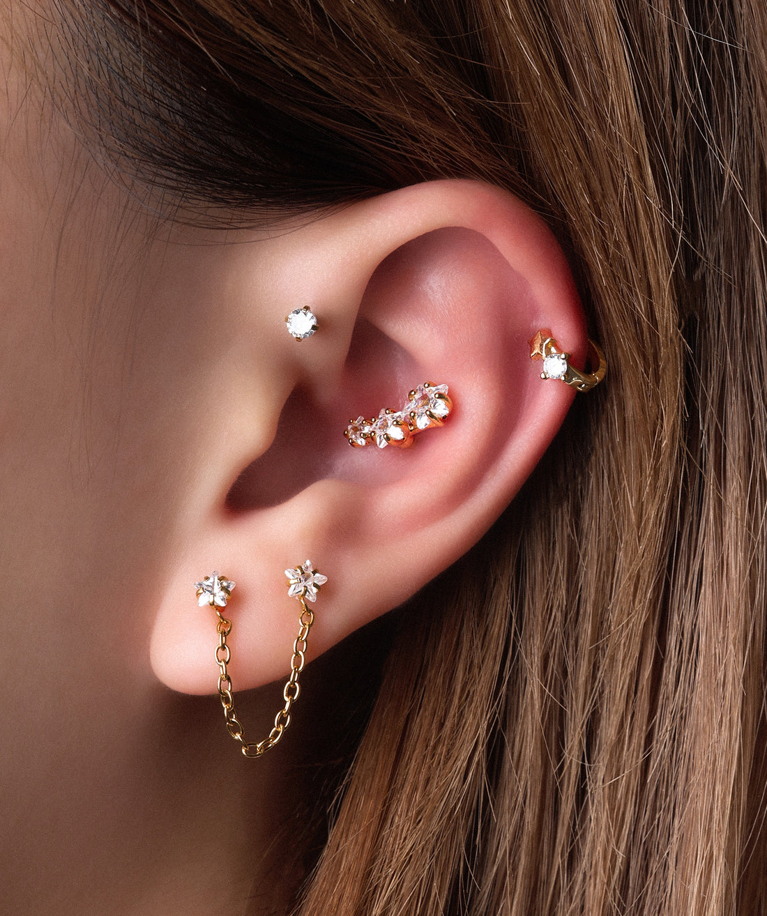 Petite Star Helix Hoop