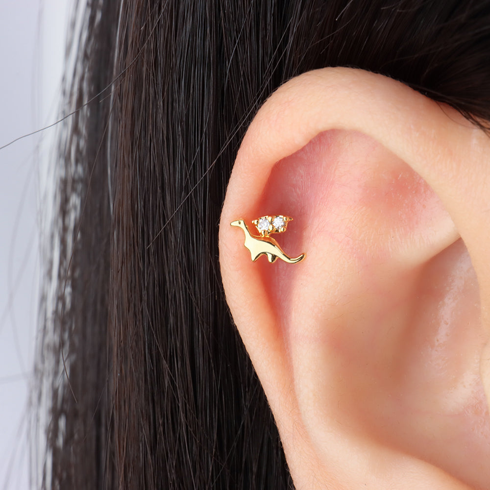 Cute Little Pterosaur Stud - Stainless Steel - Upper Lobe, Helix - Oumo Jewelry