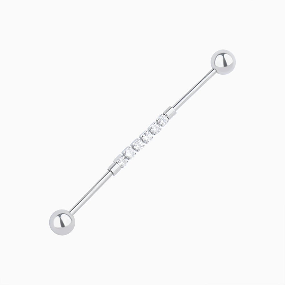 Gemstones Industrial Barbell - Stainless Steel - Industrial - Oumo Jewelry