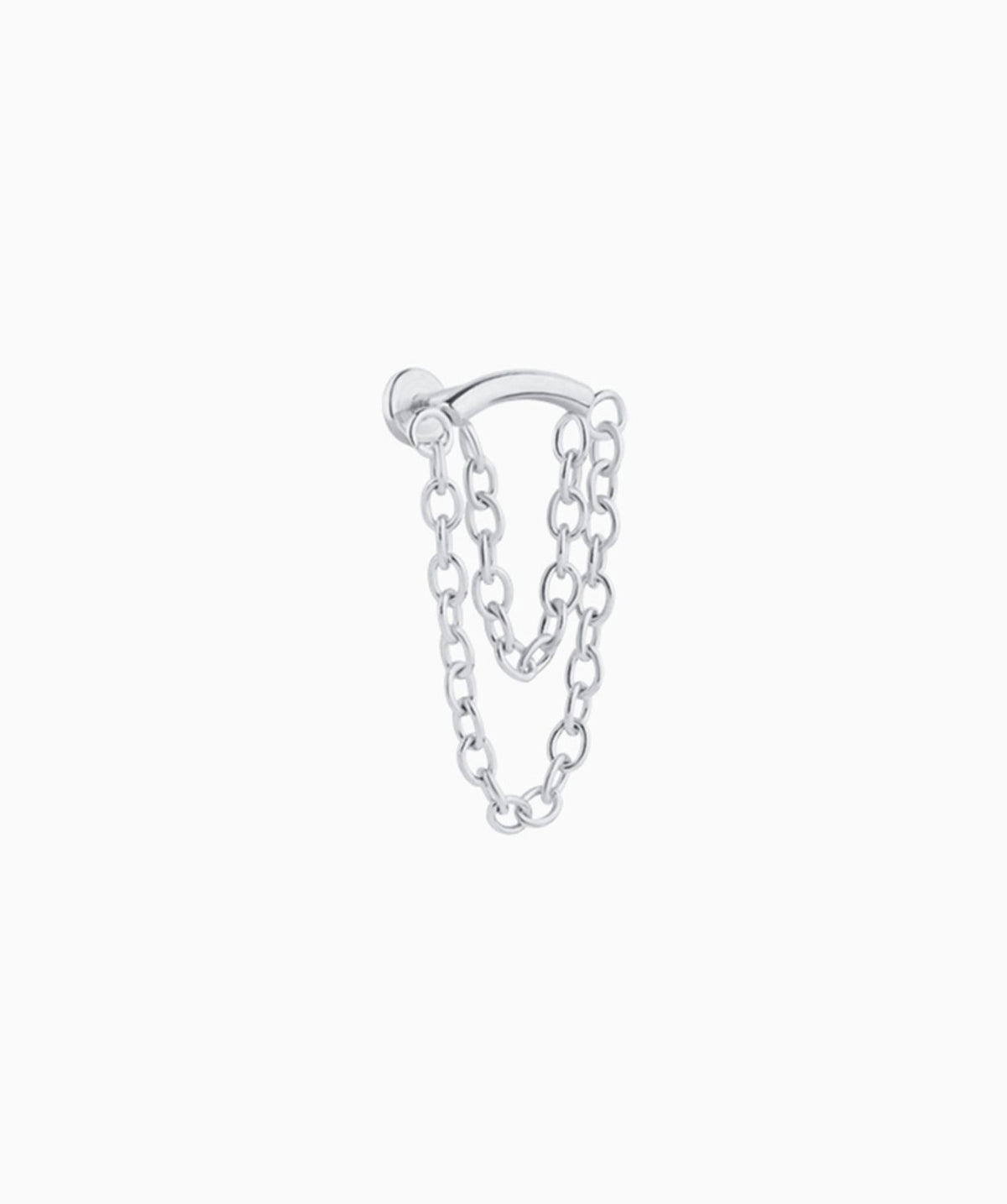 Double Chain Flatback Earring - Stainless Steel - Flat - Oumo Jewelry