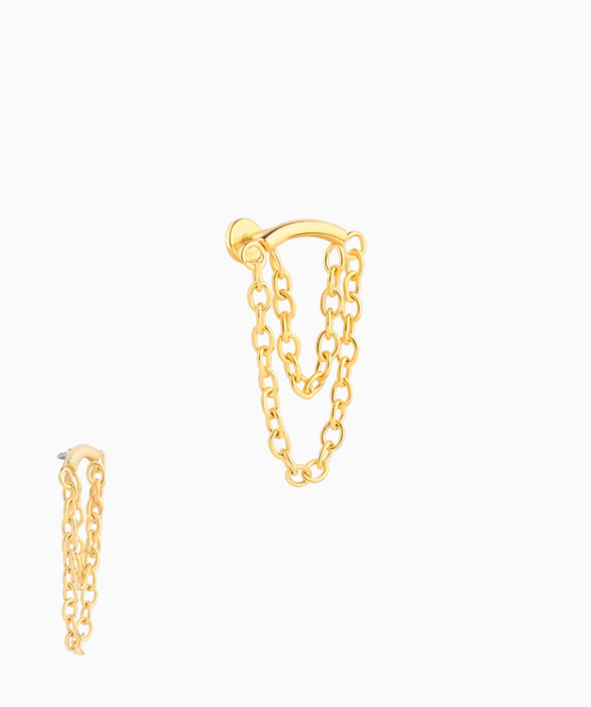Double Chain Flatback Earring - Stainless Steel - Flat - Oumo Jewelry