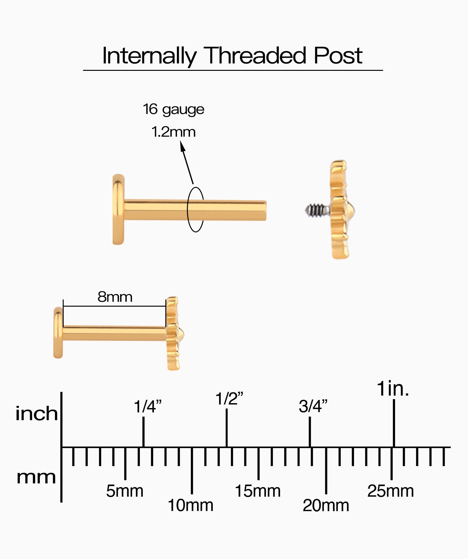 Titanium Sun Flatback Stud