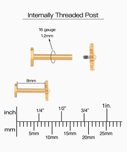 Titanium Sun Flatback Stud