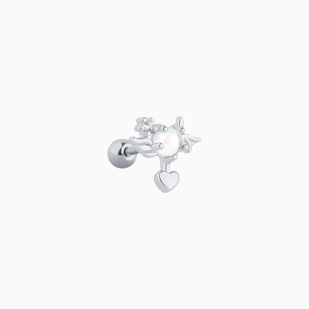 Angel Heart stud - Stainless Steel - Upper Lobe, Helix - Oumo Jewelry